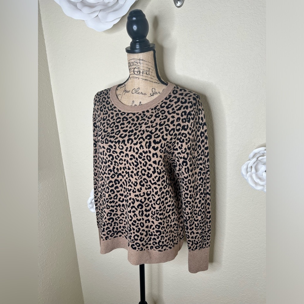 A New Day Tan & Black Leopard Animal Print Sweater Size Extra Extra Large - Picture 6 of 15